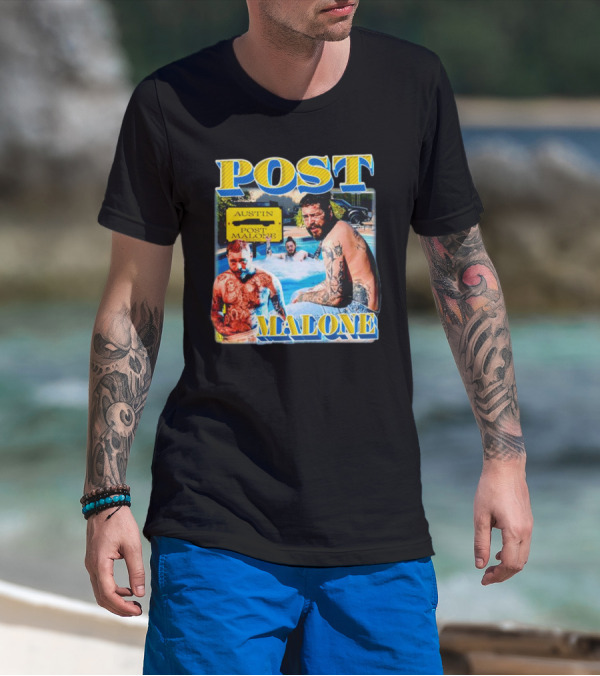 POST MALONE AUSTIN VINTAGE POOL TATTOO T-Shirt