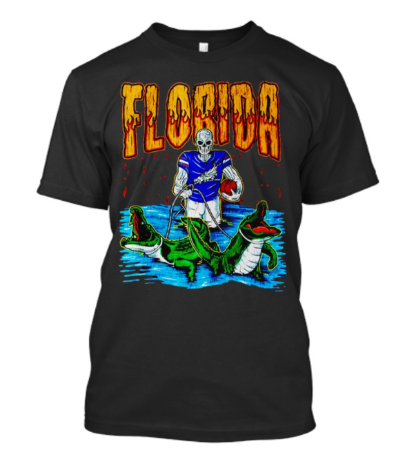 Florida Skeleton Football With Gators T-Shirt