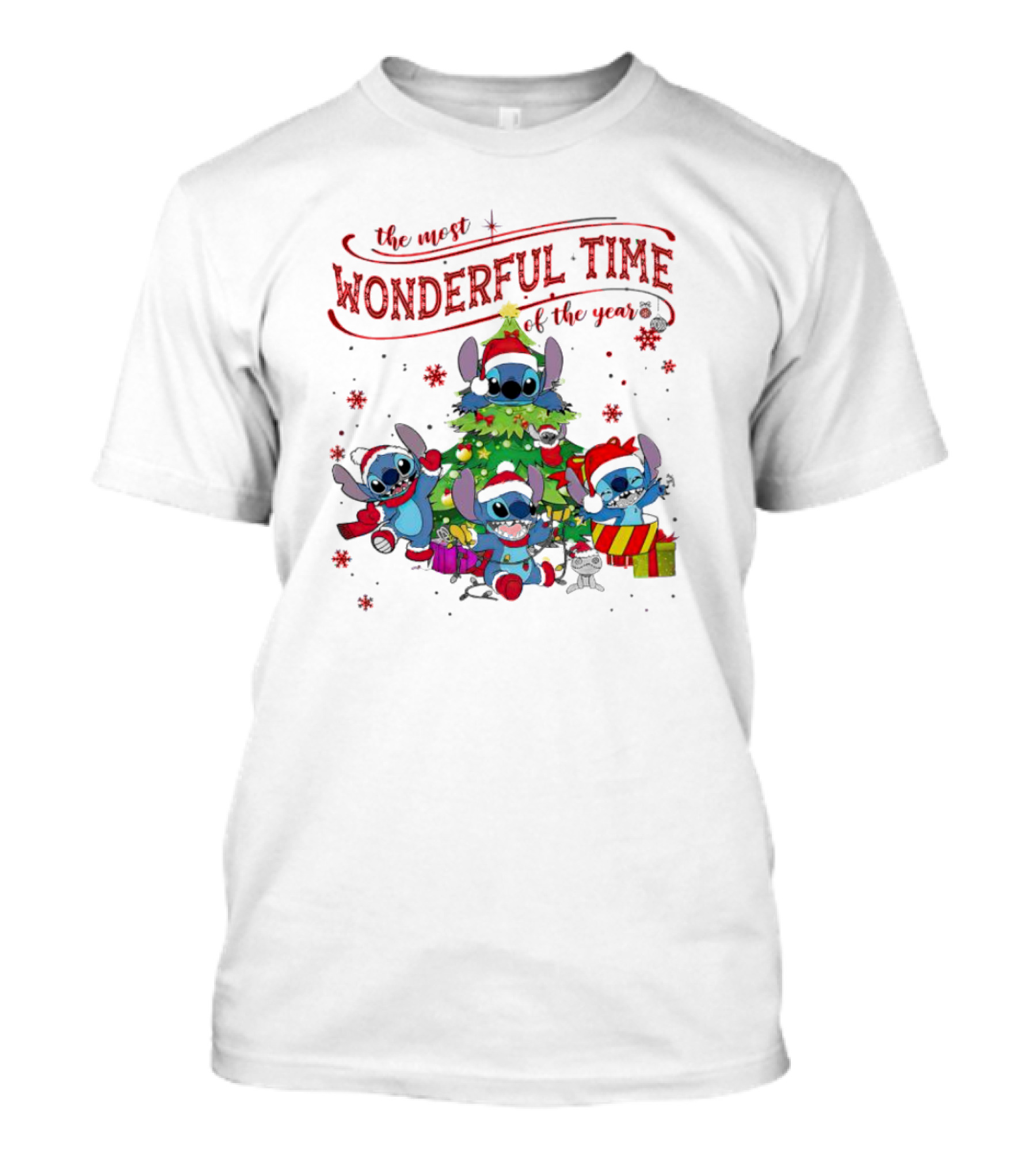 Stitch Christmas Wonderful Time Of The Year With Tree And Gifts T-Shirt