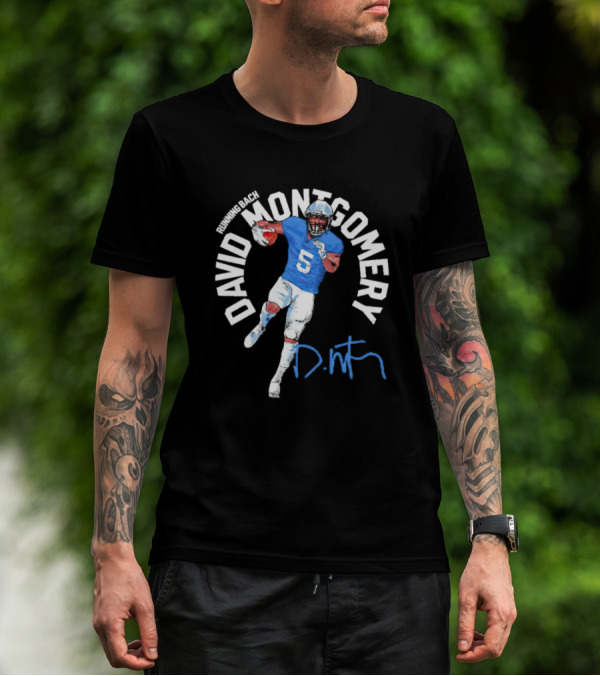 David Montgomery Running Back Signature Number 5 T-Shirt