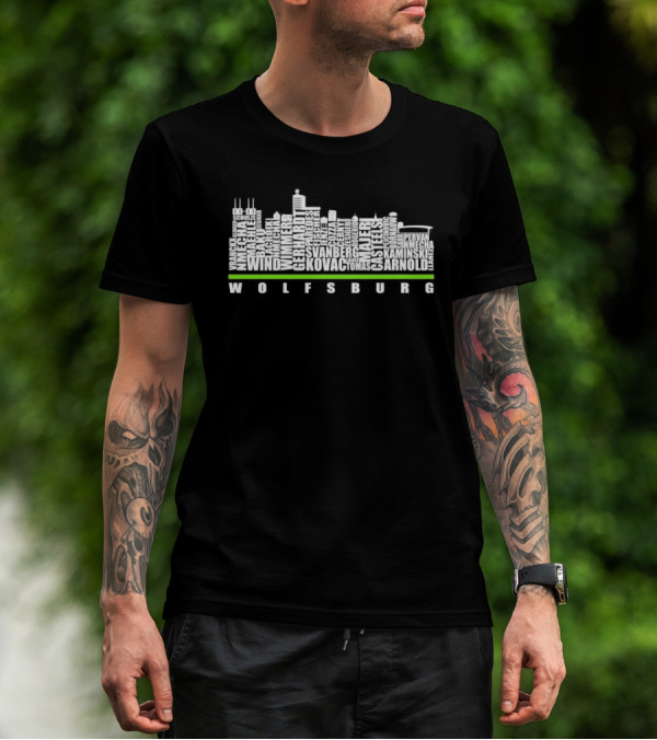 Wolfsburg Skyline With VfL Wolfsburg Players Names T-Shirt