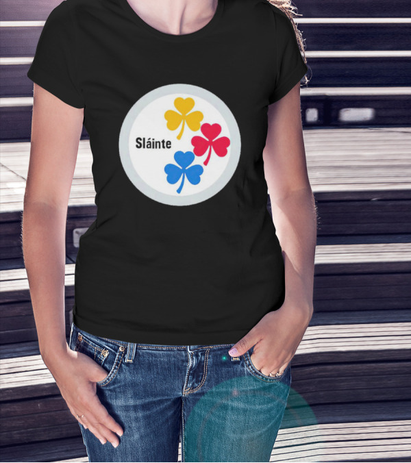 Sláinte Steelers Irish Shamrock Symbols T-Shirt