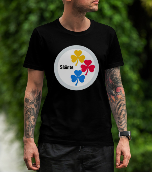 Sláinte Steelers Irish Shamrock Symbols T-Shirt
