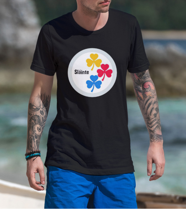 Sláinte Steelers Irish Shamrock Symbols T-Shirt