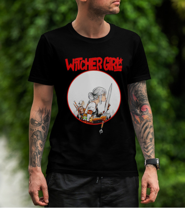 Witcher Girl Sword Arts Iconic Fantasy Character Scene T-Shirt