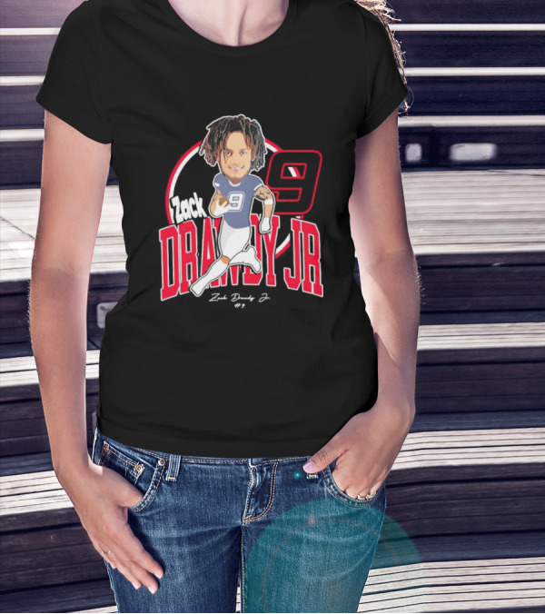 Zack Drawdy Jr Running Caricature #9 Signature Football T-Shirt