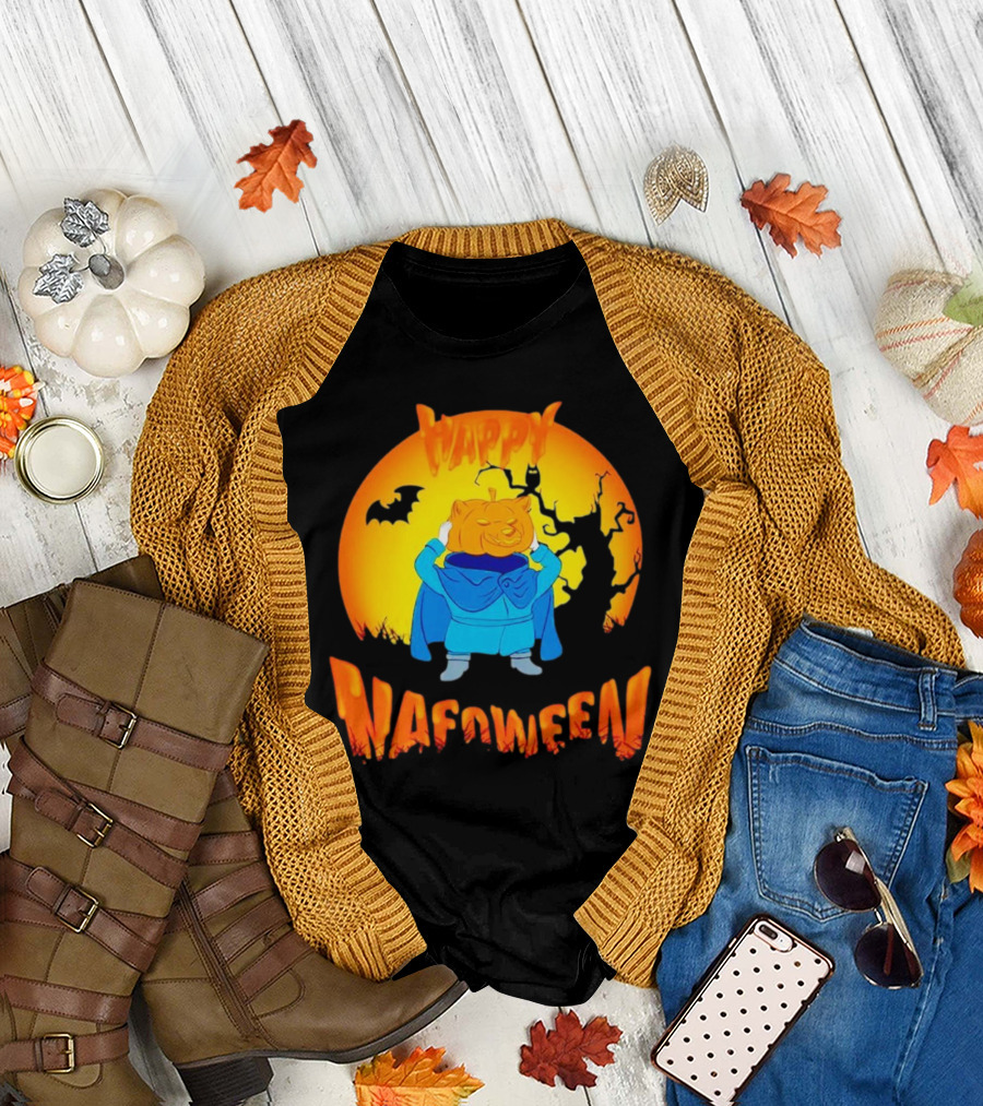 Happy NAFOween Pumpkin Rider with Spooky Moon and Bat T-Shirt