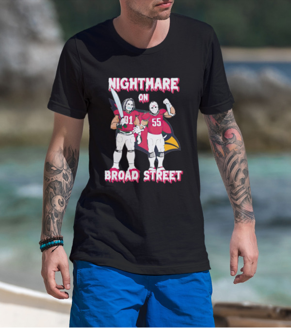 Nightmare On Broad Street Arizona Cardinals Halloween Billy Jason Voorhees T-Shirt