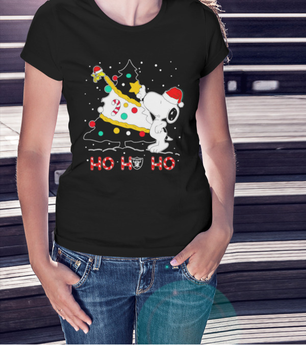 Snoopy Woodstock Las Vegas Raiders Christmas Ho Ho Ho T-Shirt