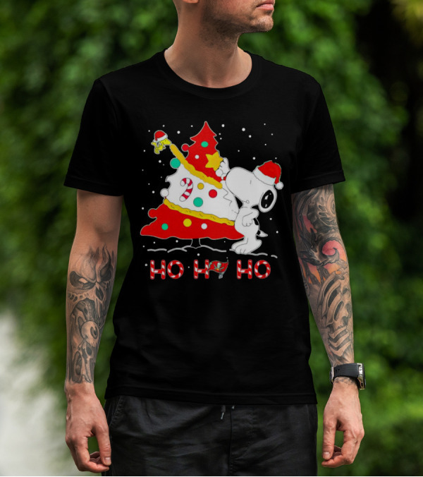 Snoopy And Woodstock Ho Ho Ho Christmas Tampa Bay Buccaneers T-Shirt