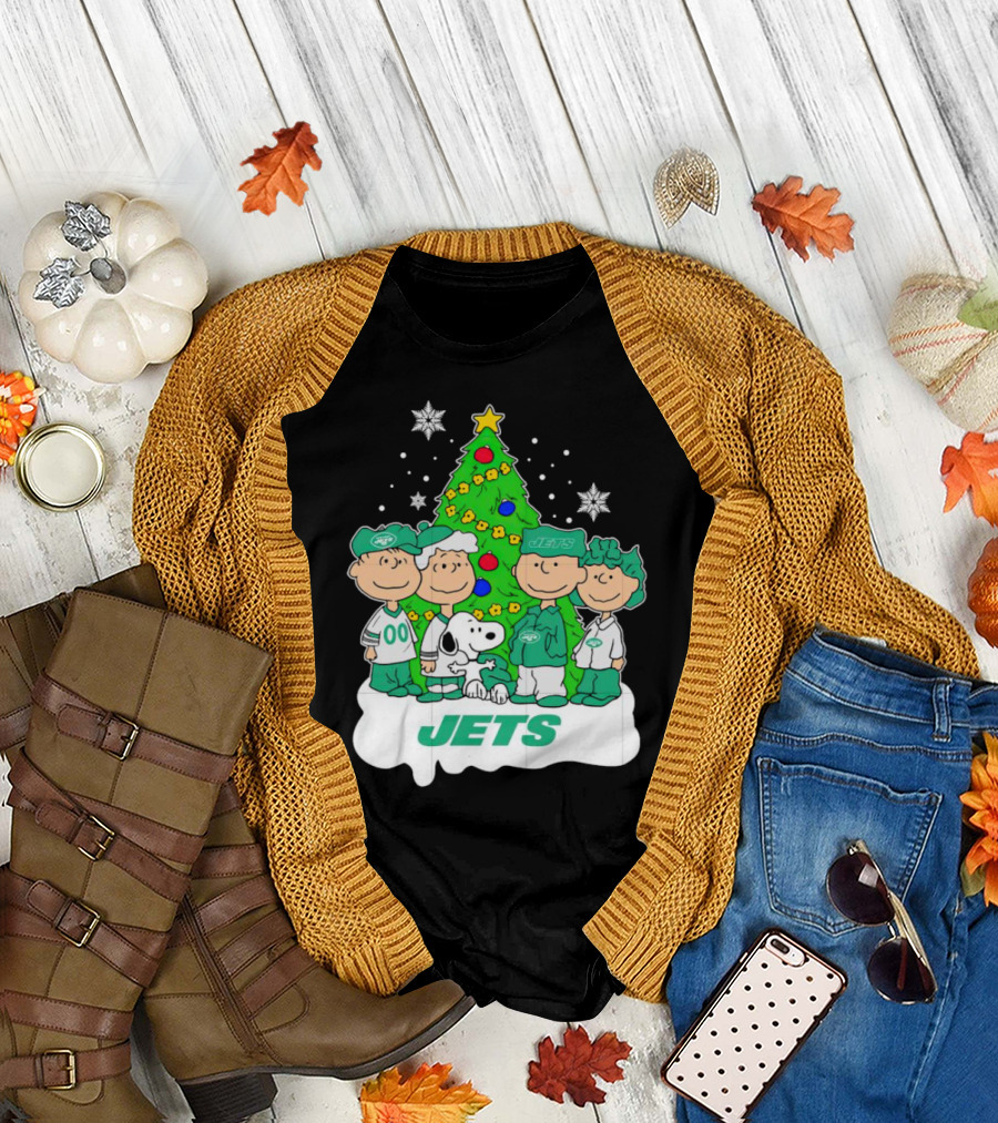 Peanuts Characters Jets Christmas Tree Holiday T-Shirt