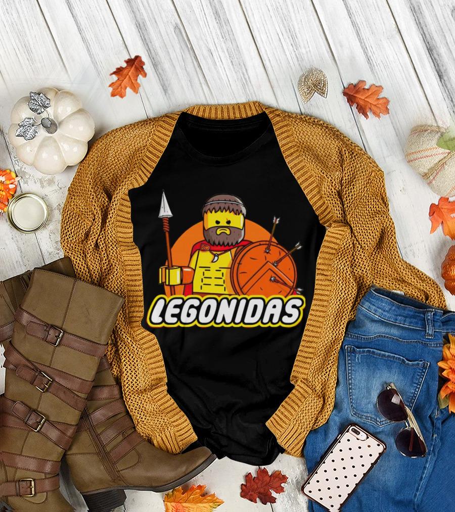 Legonidas Spartan Lego Warrior Spear and Shield Block Figure T-Shirt