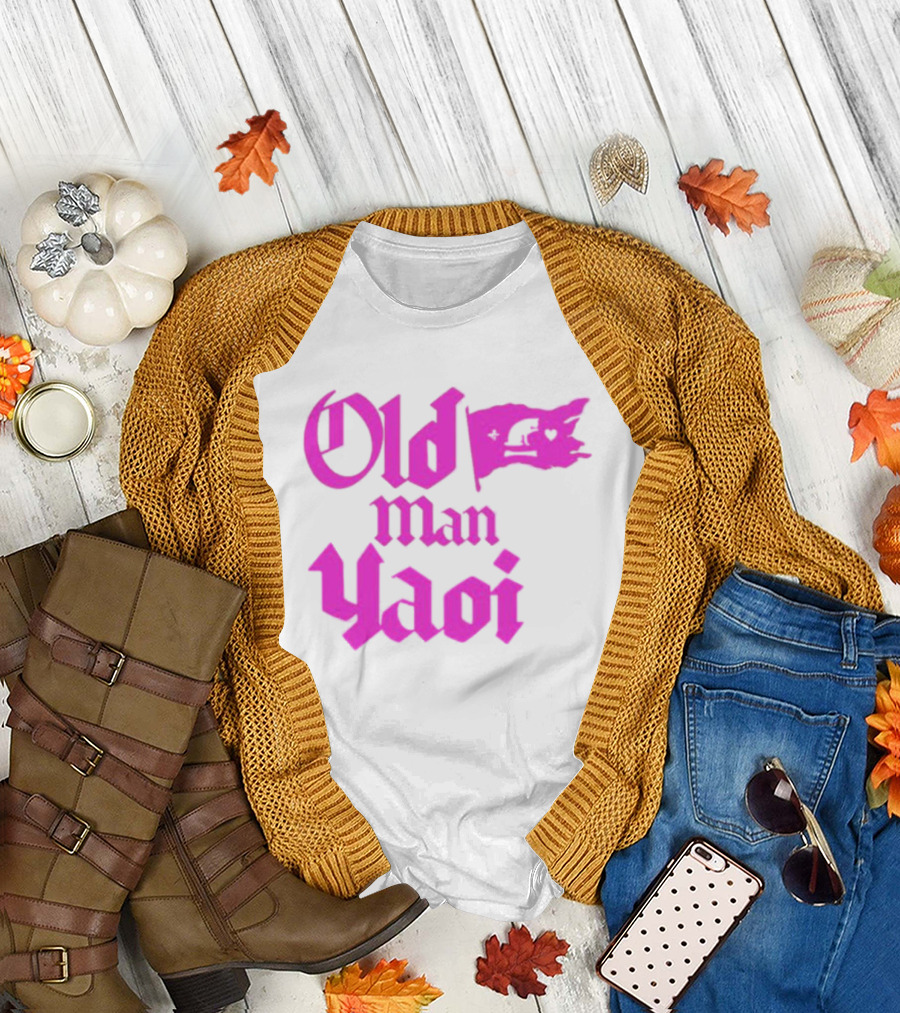 Old Man Yaoi Pink Gothic Text T-Shirt