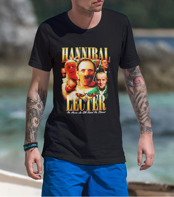 Hannibal Lecter I'm Having An Old Friend For Dinner With Multiple Faces And Moth T-Shirt