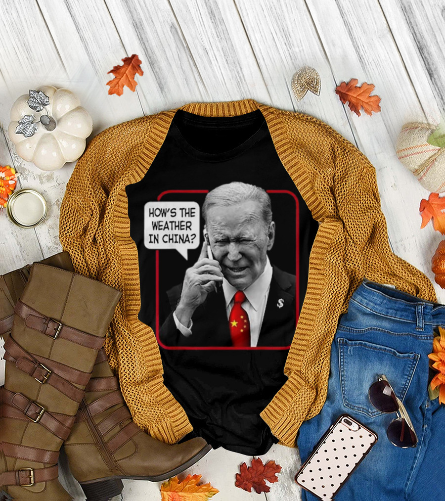 Biden How's The Weather in China Speech Bubble Tie with Stars T-Shirt