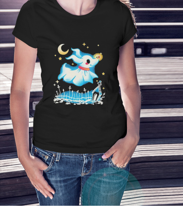 Ghost Dog Halloween Moonlight Graveyard Night T-Shirt