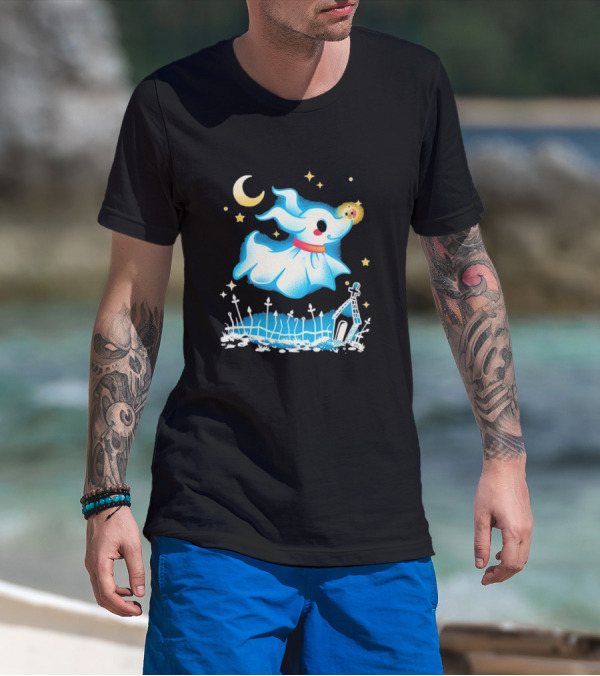Ghost Dog Halloween Moonlight Graveyard Night T-Shirt