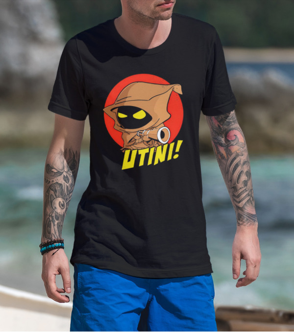 Jawa Star Wars Utini Character With Hood And Yellow Eyes T-Shirt