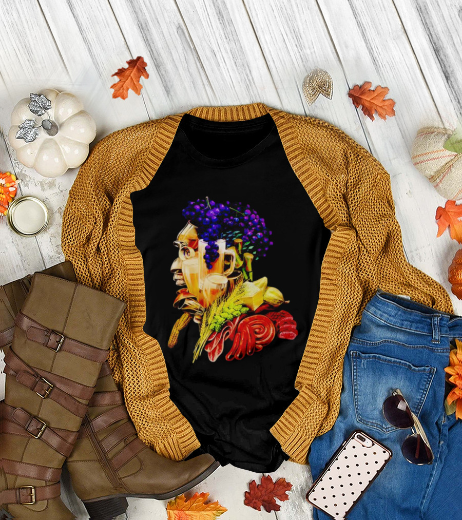 Toru Yano Damashie Baroque Food Face with Grapes and Wheat T-Shirt