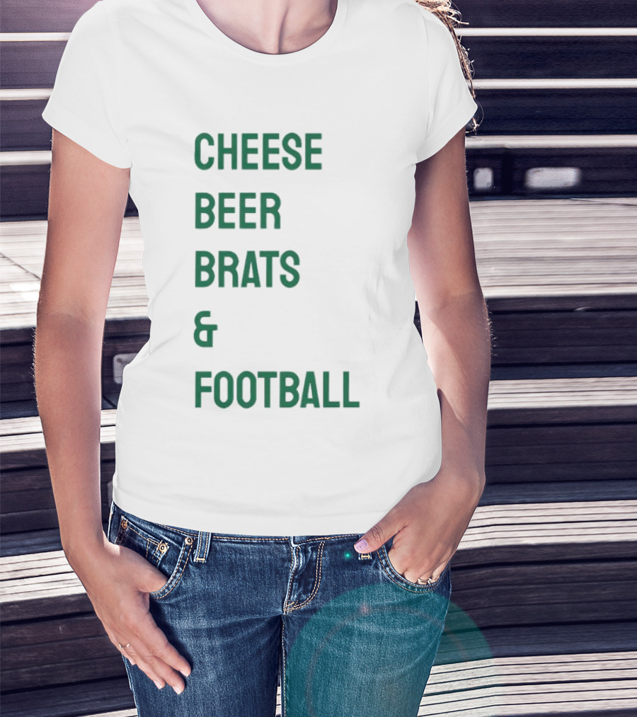 Cheese Beer Brats And Football Lovers Perfect Game Day Snack Combo T-Shirt