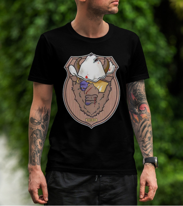 9/23/23 Cowboy Bison Face Shield T-Shirt