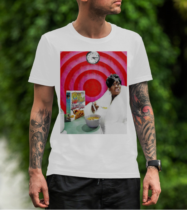 Missy Elliott Flav•O•Fleks Cereal With Red Spiral Clock Background T-Shirt