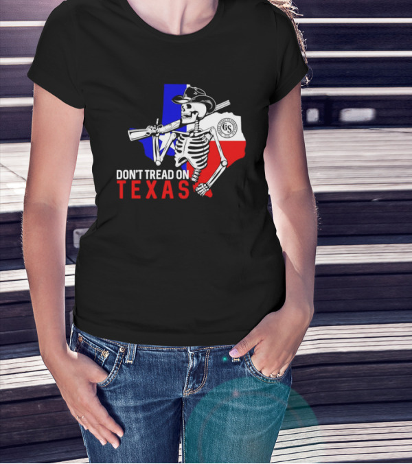 Don't Tread On Texas Skeleton Cowboy State Guard Seal T-Shirt