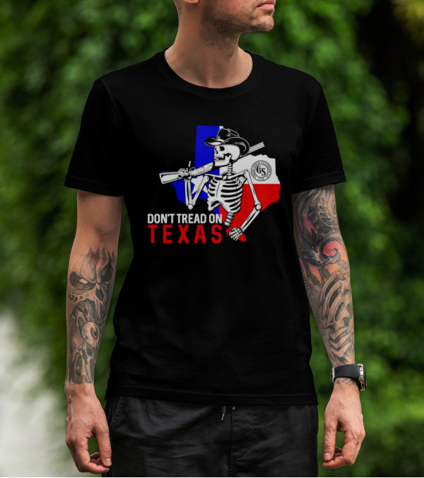 Don't Tread On Texas Skeleton Cowboy State Guard Seal T-Shirt
