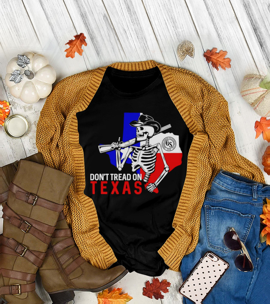 Don't Tread on Texas Skeleton Cowboy State Guard Seal T-Shirt
