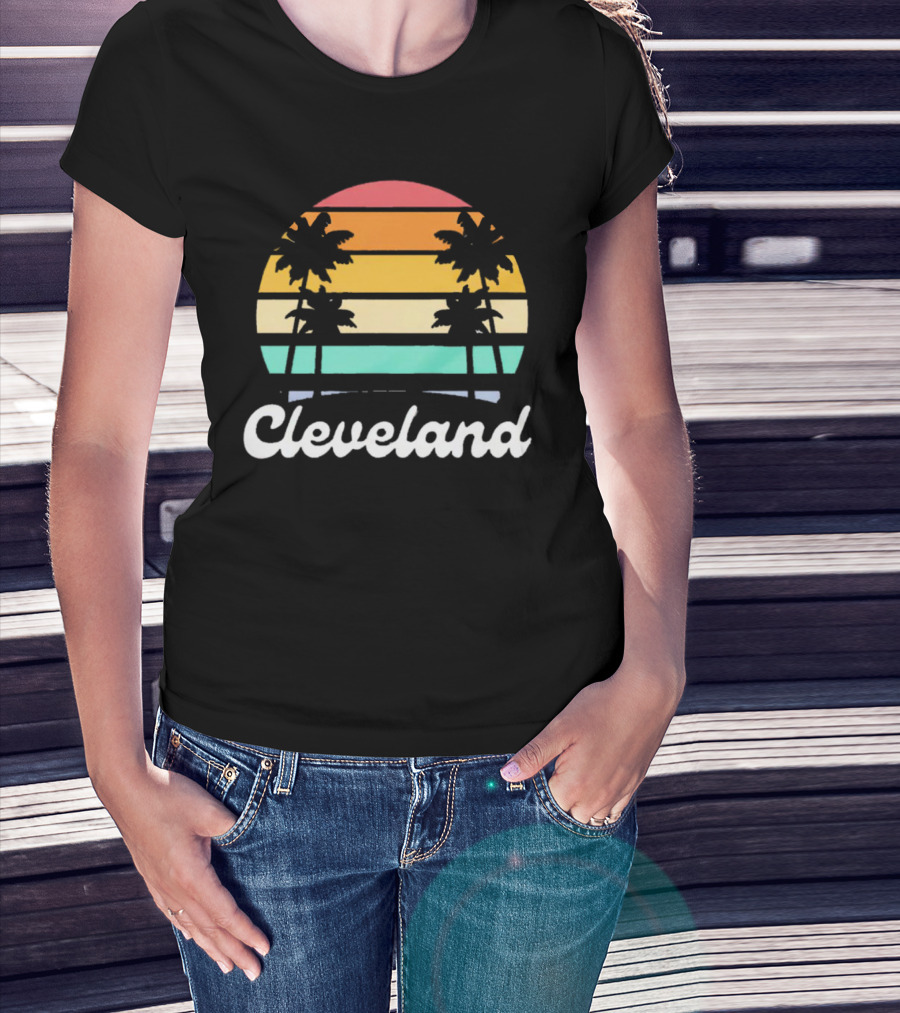 Cleveland Vintage Sunset With Palm Trees T-Shirt
