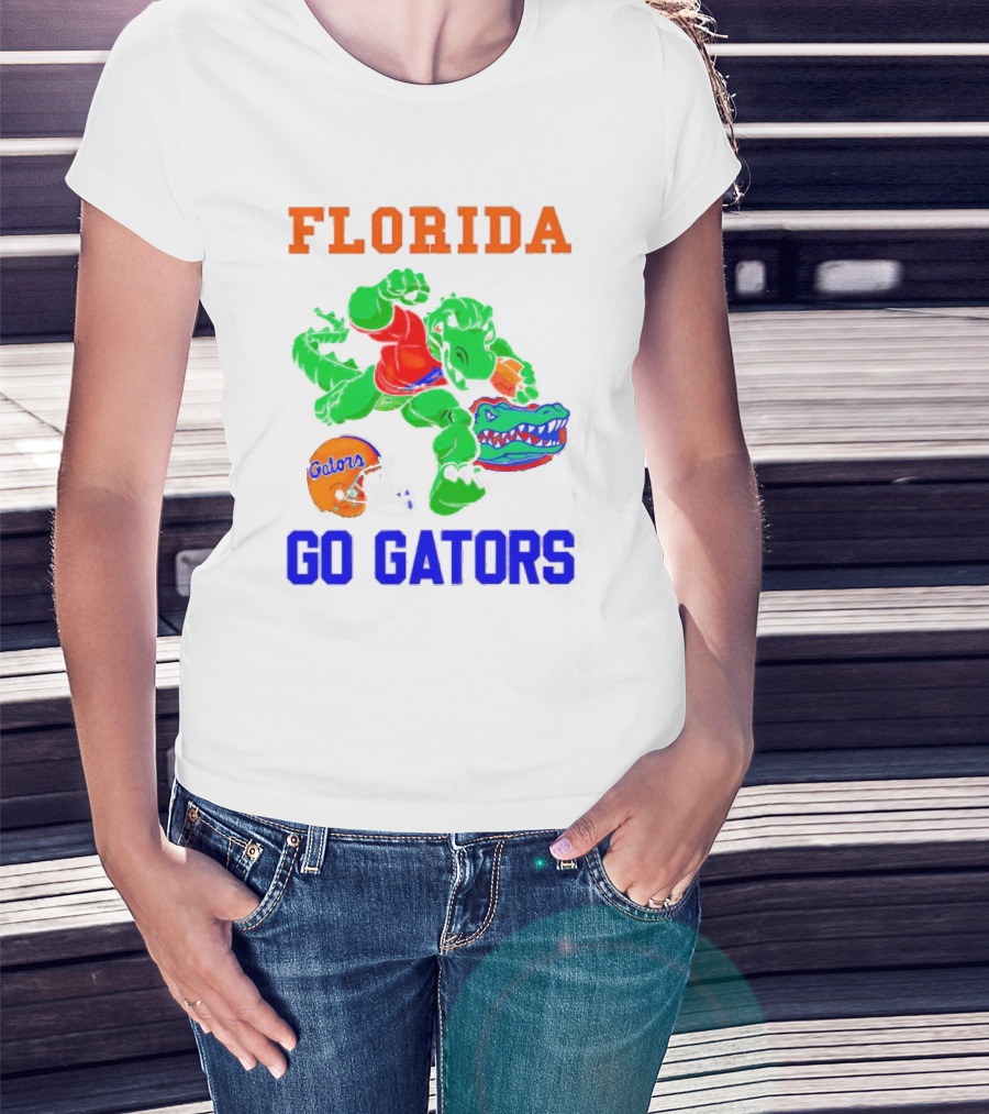 Florida Gators Go Gators Football Alligator With Gators Helmet T-Shirt