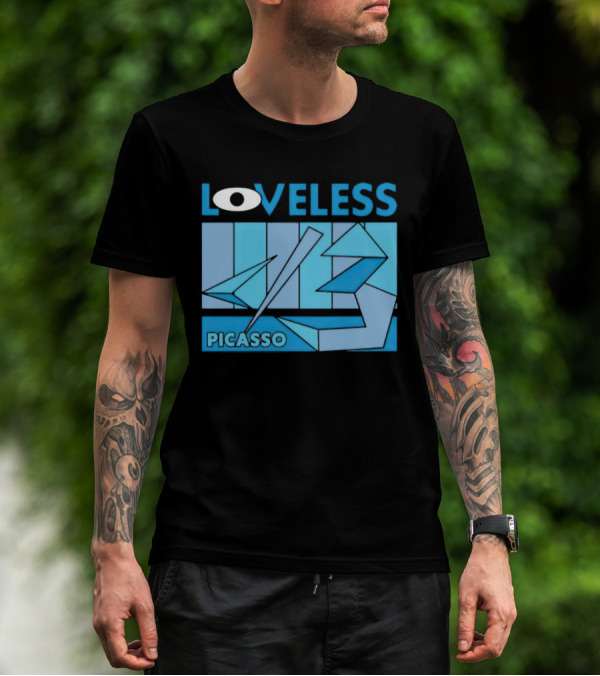 Loveless Picasso Abstract Eye Blue Geometric T-Shirt