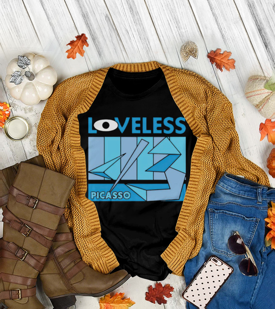 Loveless Picasso Abstract Eye Blue Geometric T-Shirt