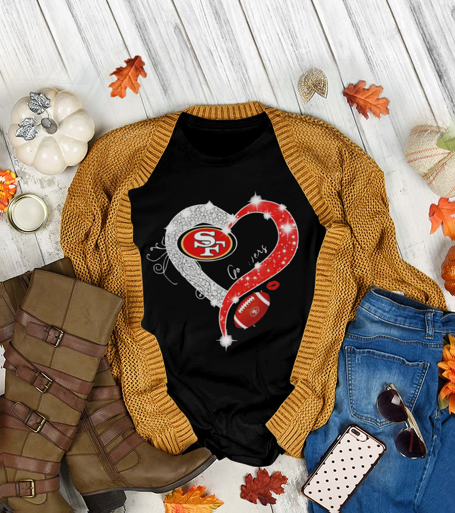 San Francisco 49ers Heart Diamond Blink Football 49ers T-Shirt