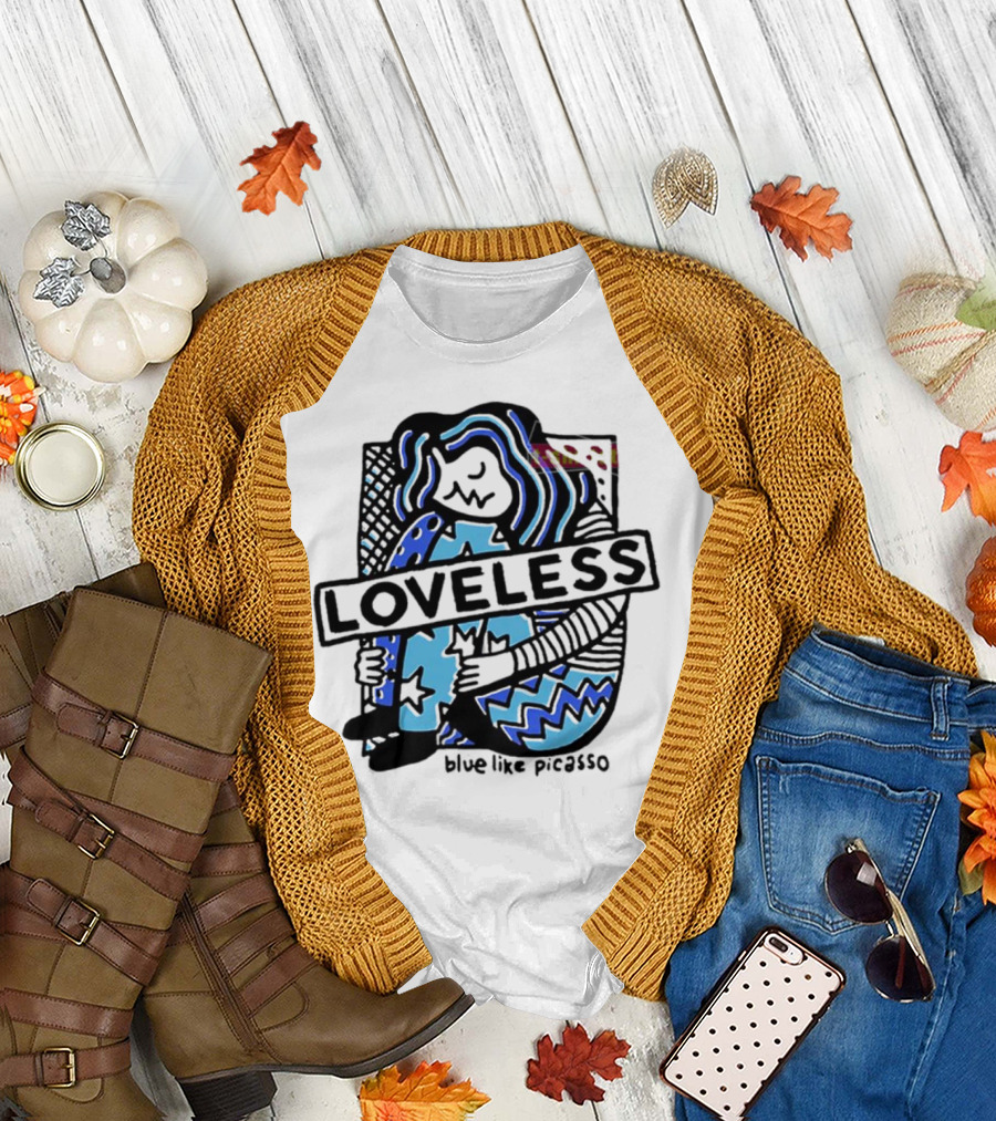 Loveless Blue Like Picasso Stars and Zigzags T-Shirt