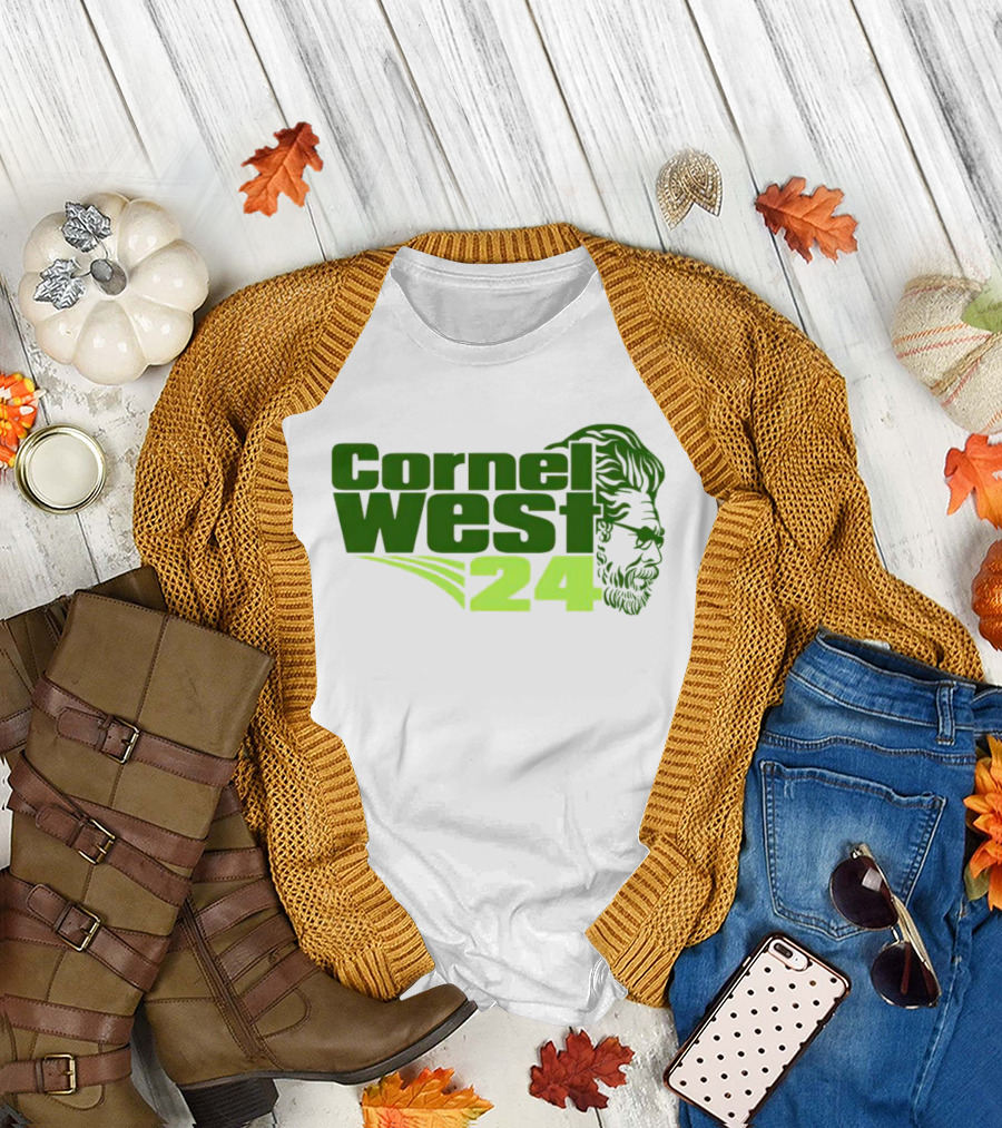 Cornel West 24 Bust Portrait in Green T-Shirt