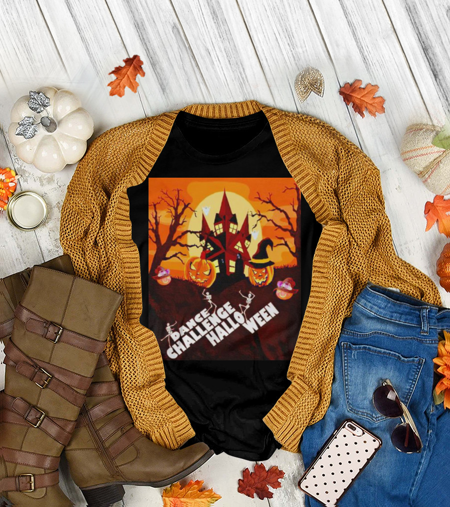 Dance Challenge Halloween Pumpkin Haunted House Spooky Night T-Shirt
