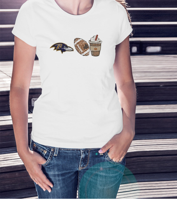 Baltimore Ravens Leopard Print Football Fall Season Coffee T-Shirt