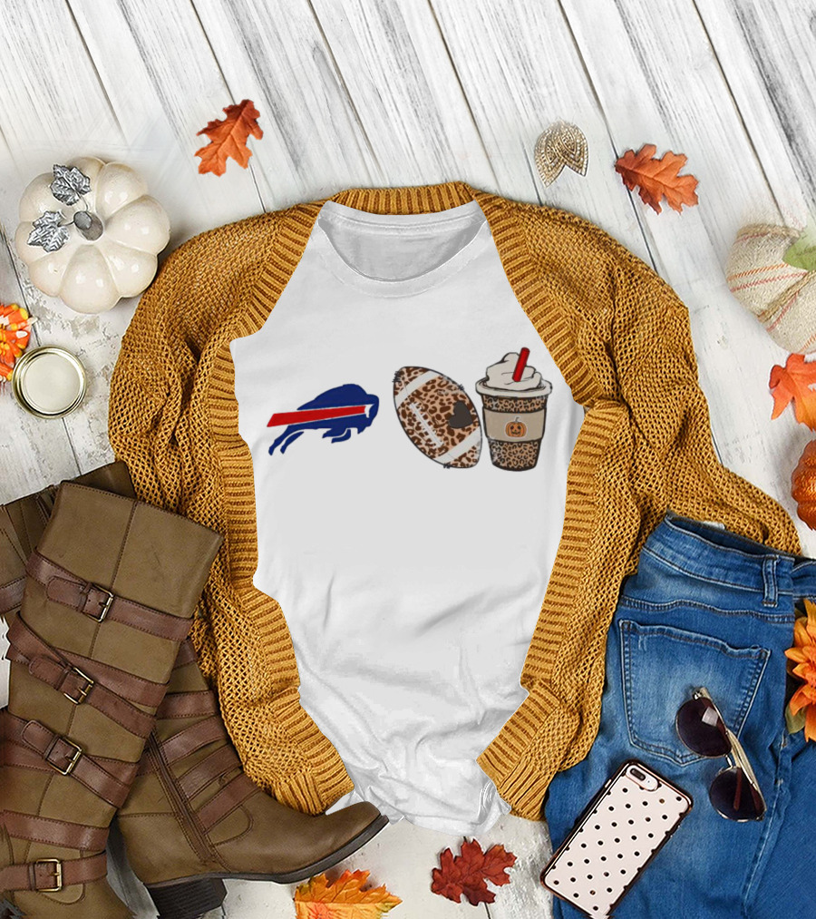 Buffalo Bills Fall Leopard Football Pumpkin Spice Coffee T-Shirt