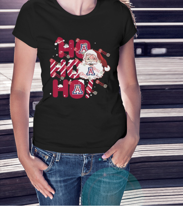 Arizona Wildcats Santa Claus Ho Ho Ho Christmas Holiday Spirit T-Shirt