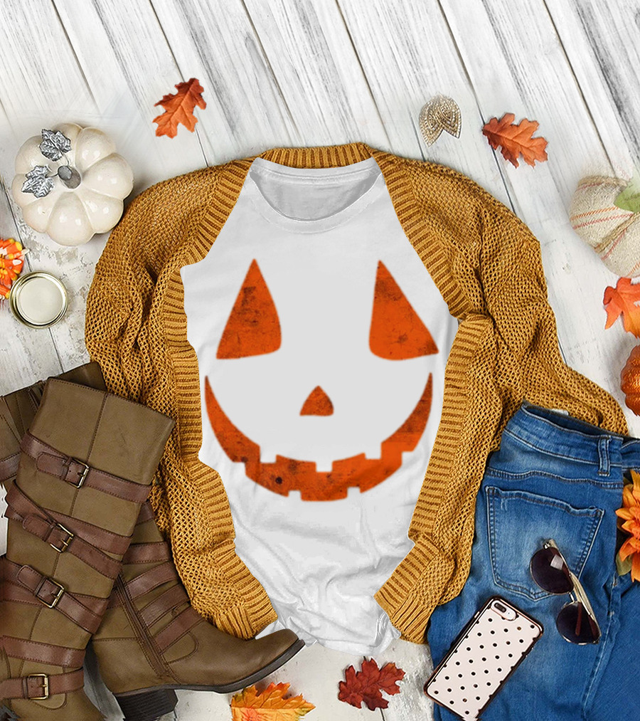 Halloween Spooky Pumpkin Face Scary Jack O Lantern T-Shirt