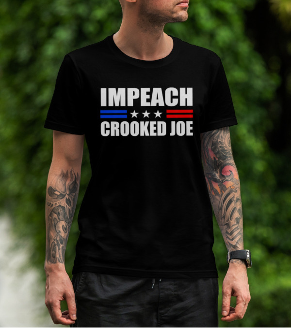IMPEACH CROOKED JOE Stars Red And Blue Bars Political T-Shirt