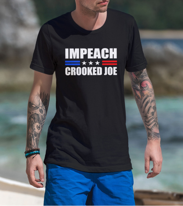IMPEACH CROOKED JOE Stars Red And Blue Bars Political T-Shirt
