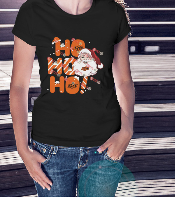 Oklahoma State Cowboys OSU Santa Claus Ho Ho Ho Christmas T-Shirt