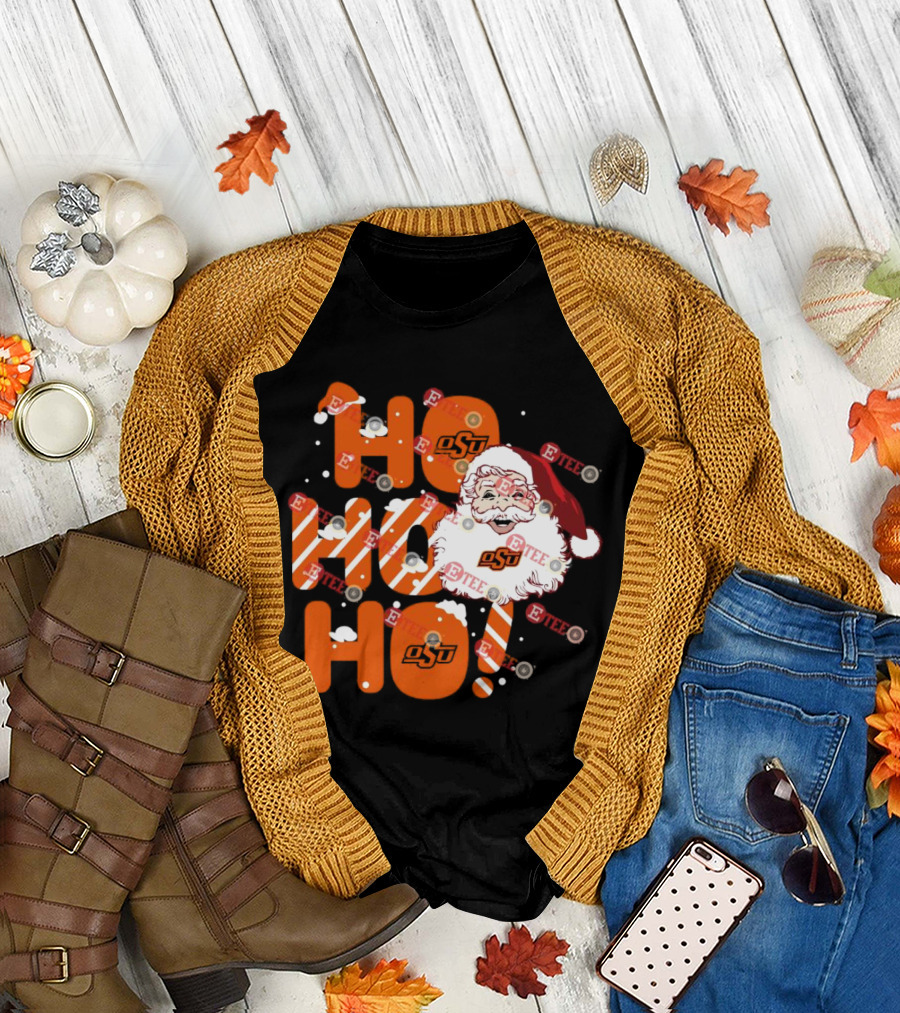 Oklahoma State Cowboys OSU Santa Claus Ho Ho Ho Christmas T-Shirt
