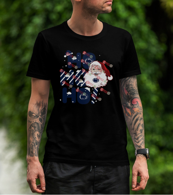 Penn State Nittany Lions Santa Claus Ho Ho Ho Christmas Snowflakes T-Shirt