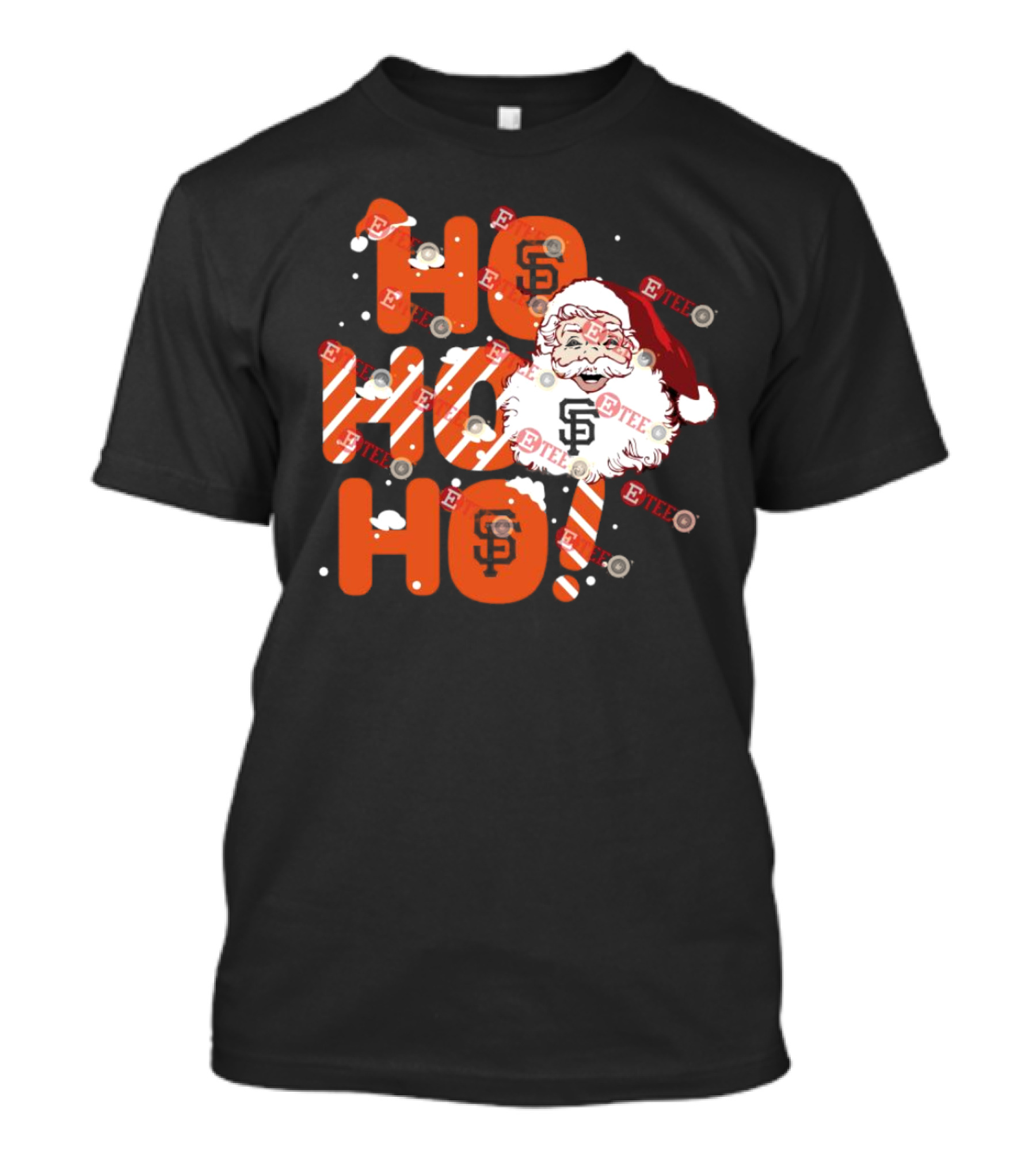 San Francisco Giants Santa Claus Ho Ho Ho Christmas Snowflakes Santa Hat T-Shirt