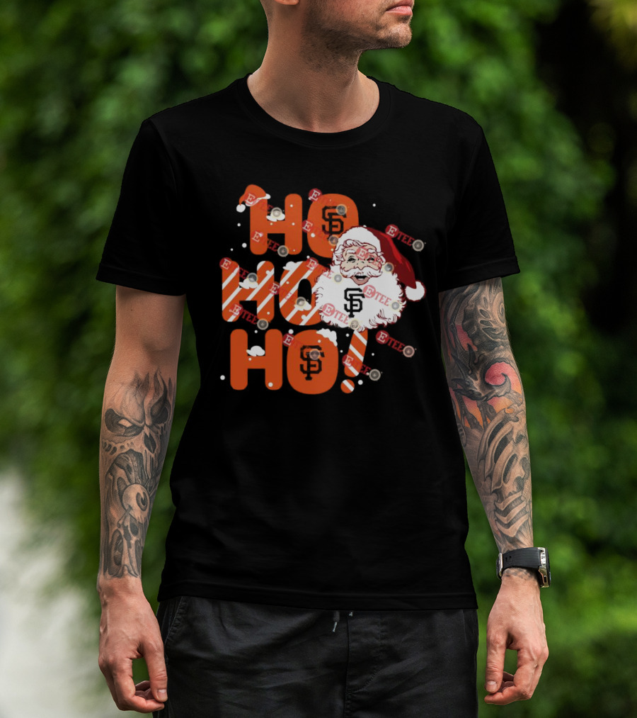 San Francisco Giants Santa Claus Ho Ho Ho Christmas Snowflakes Santa Hat T-Shirt