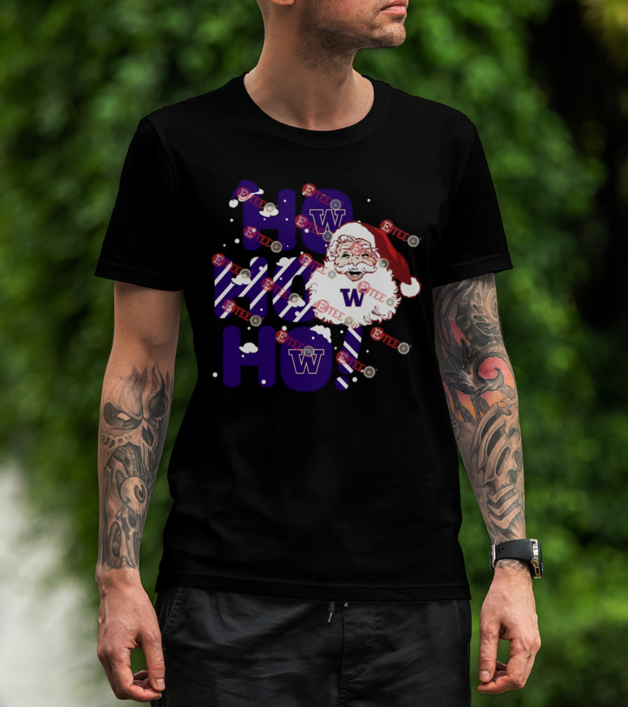 Washington Huskies Ho Ho Ho Santa Claus Christmas T-Shirt