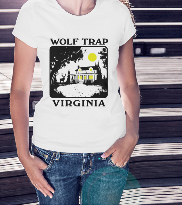 Wolf Trap Virginia Night Scene With Cabin And Deer T-Shirt